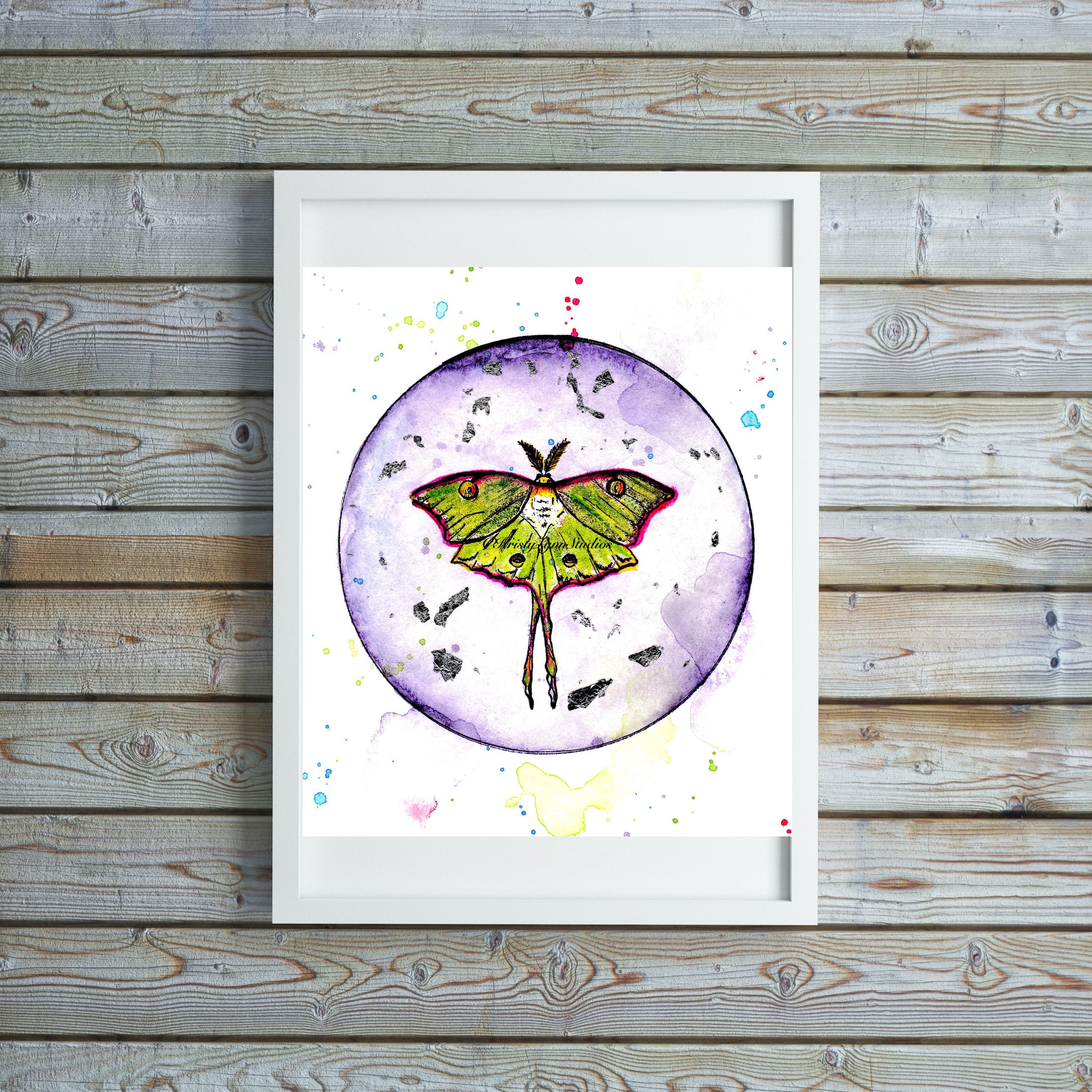 Moon Moth Watercolor Art Print: Mystical Full Moon Wall Decor - Etsy