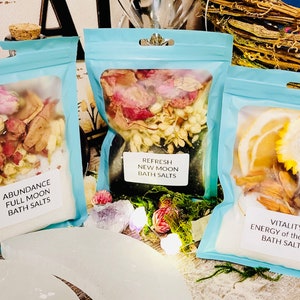 Bath Salts, Witchy Bath Salts,  Bath Salt Bags, Ritual Bath Salts, Ritual Bath Salt Bags, New Moon Bath Salts,  Full Moon Bath Salts, Bath