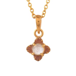 Moonstone Gold Over Brass Enameled Necklace