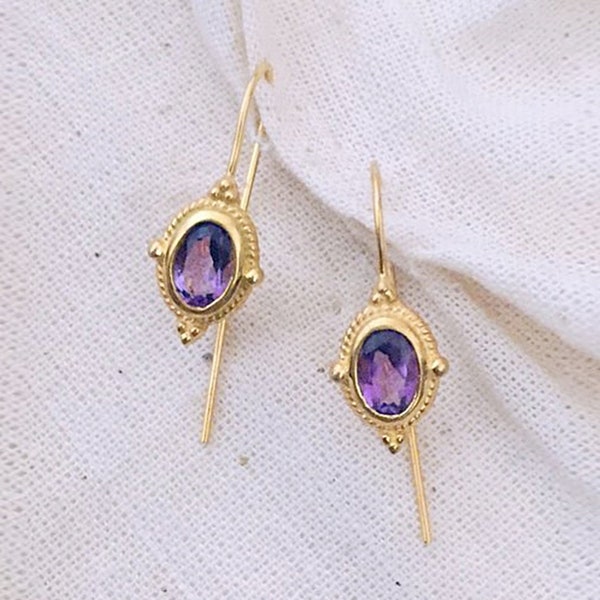 Amethyst Vermeil 14K Gold Over Sterling Silver Earring