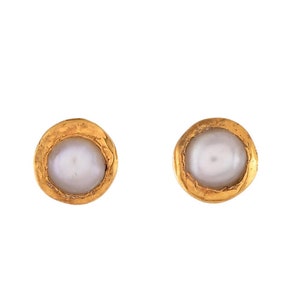 Pearl Gold Vermeil Over Sterling Silver Stud Earring
