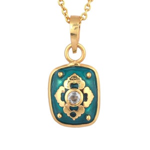 Topaz Gold Over Brass Enameled Necklace