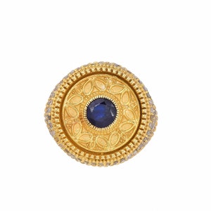 Diamond & Blue Sapphire 14K Gold Vermeil Over Sterling Silver Ring