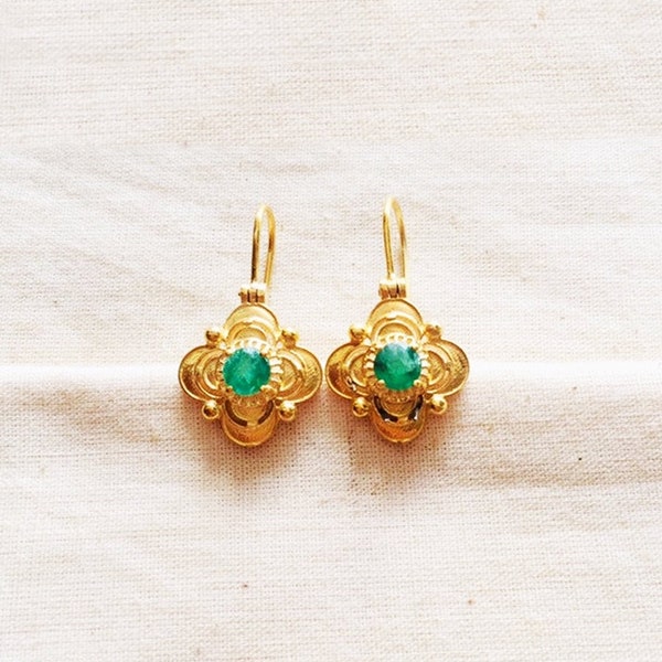 Emerald Vermeil 14K Gold Over Sterling Silver Earring