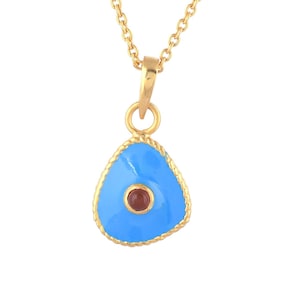 Carnelian Gold Vermeil Over Sterling Silver Enameled Pendant
