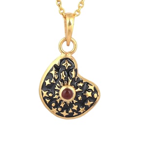 Ruby Gold Vermeil Over Sterling Silver Enameled Pendant