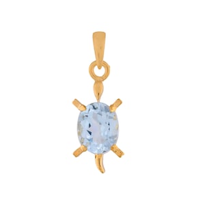 Pendentif tortue en or vermeil 14 carats et topaze bleue sur argent sterling