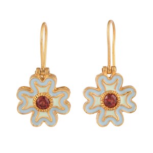 Garnet Gold Vermeil Over Sterling Silver Enameled Earring