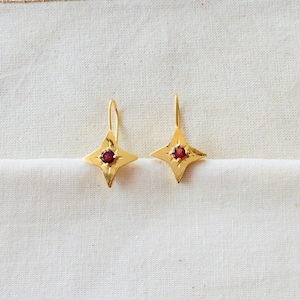 Ruby Vermeil 14K Gold Over Sterling Silver Earring
