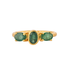 Emerald 14K Gold Vermeil Over Sterling Silver Ring
