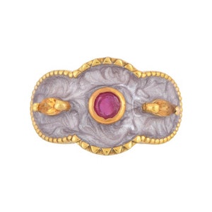 Bague rubis et or vermeil citrine sur argent sterling émaillé