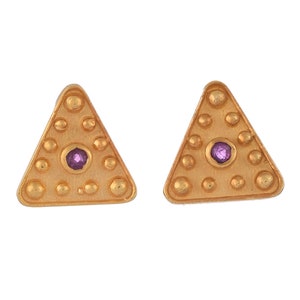 Ruby Gold Vermeil Over Sterling Silver Stud Earring