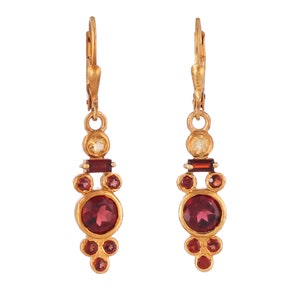 Garnet & Citrine Gold Vermeil Over Sterling Silver Earring