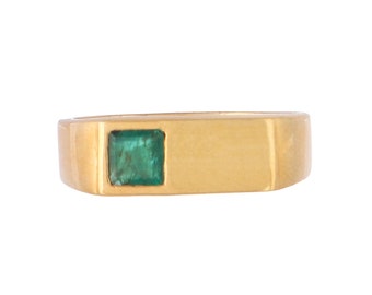 Emerald Gold Vermeil Over Sterling Silver Ring