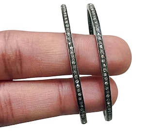 Diamond Oxidised Sterling Silver Bracelet