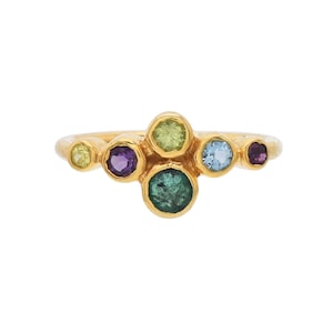 Emerald, Peridot, Amethyst & Topaz 14K Gold Vermeil Over Sterling Silver Ring