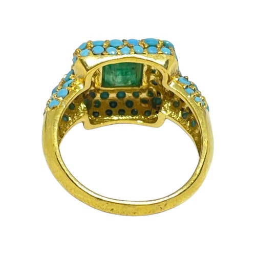 Emerald & Turquoise 14K Gold shops Vermeil Over Sterling Silver Ring