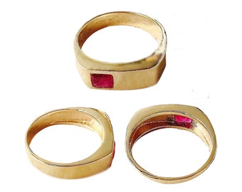 Ruby 14K Gold Vermeil Over Sterling Silver Signet Ring