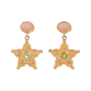 Mondstein & Peridot 14K Gold Vermeil über Sterling Silber Ohrring