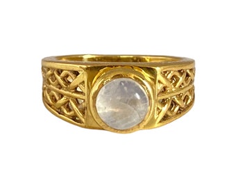 Moonstone 14K Gold Vermeil Over Sterling Silver Ring