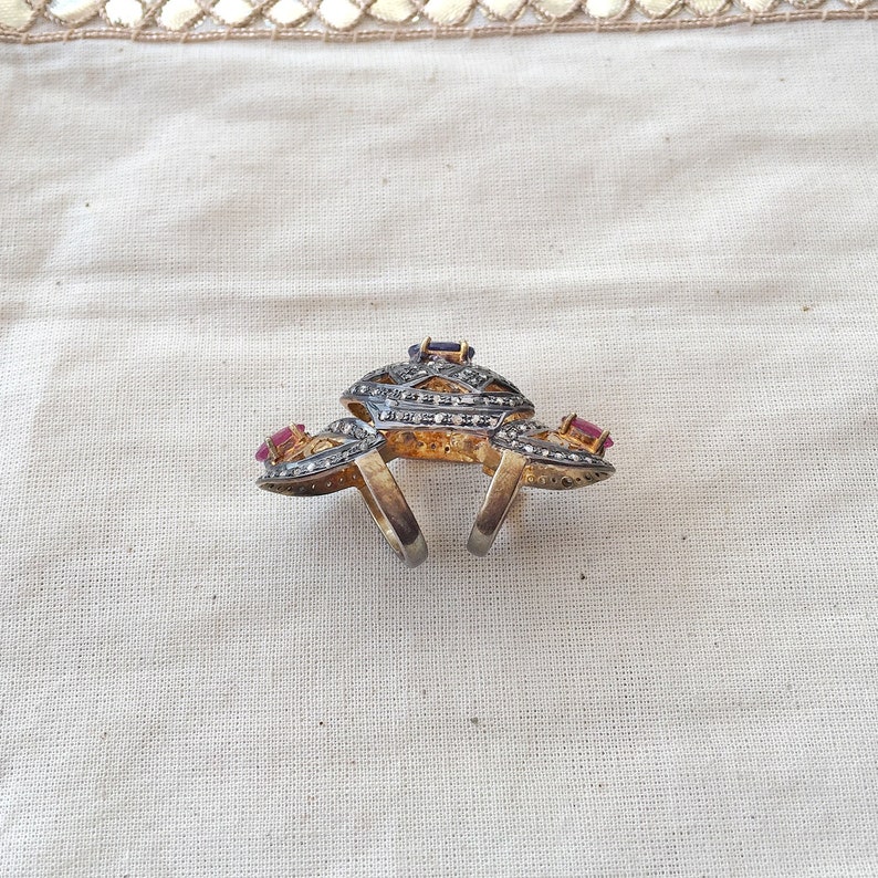 Sapphire /& Ruby Sterling Silver Ring Diamond