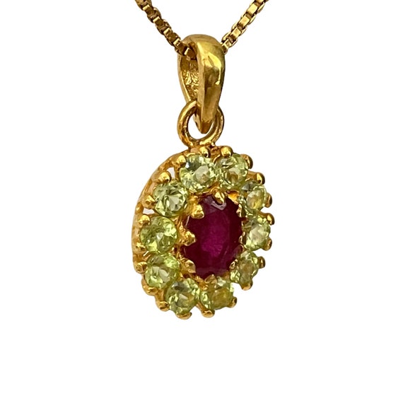 Ruby & Peridot 14K Gold Vermeil Over Sterling Silver Pendant - Etsy