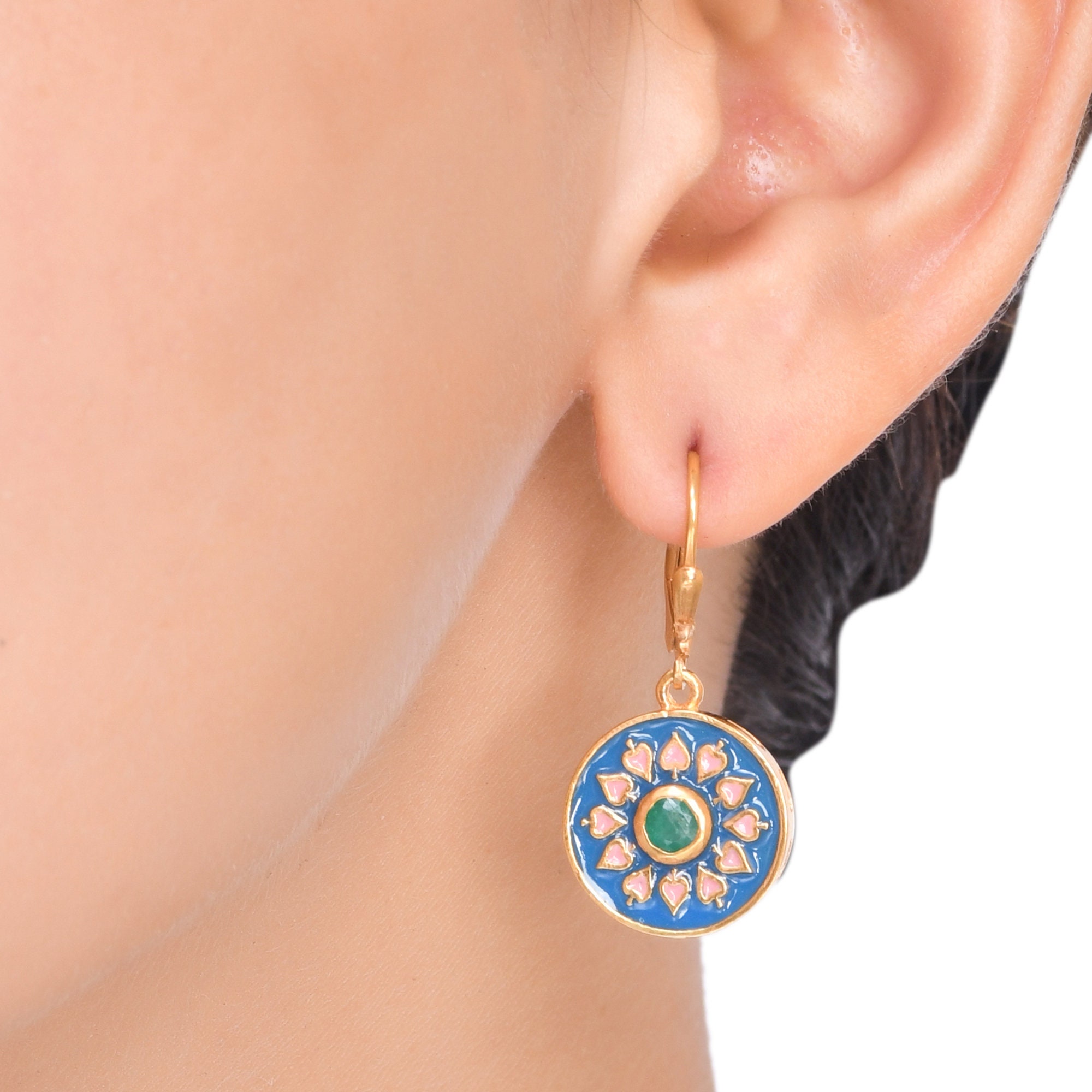 Pendientes Tuscany Silver Plata 925 Bañados Oro - Esmalte Forma J 2.5x20mm - Hipoalergénicos, Con Caja De Regalo