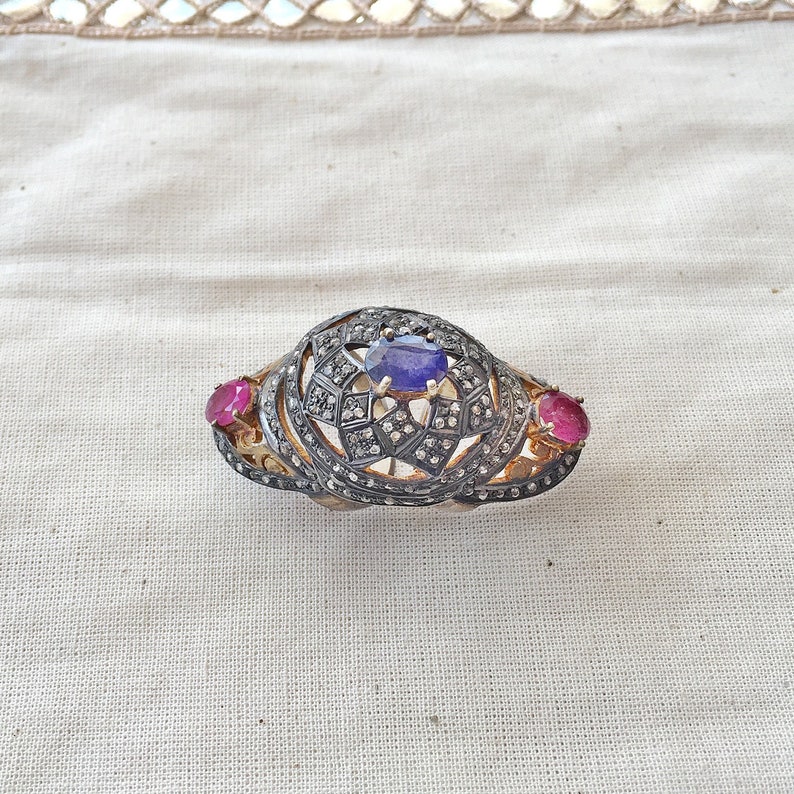 Sapphire /& Ruby Sterling Silver Ring Diamond