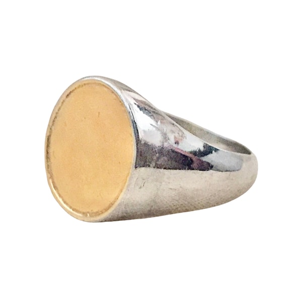 925 Sterling Silver Two Tone Signet Ring
