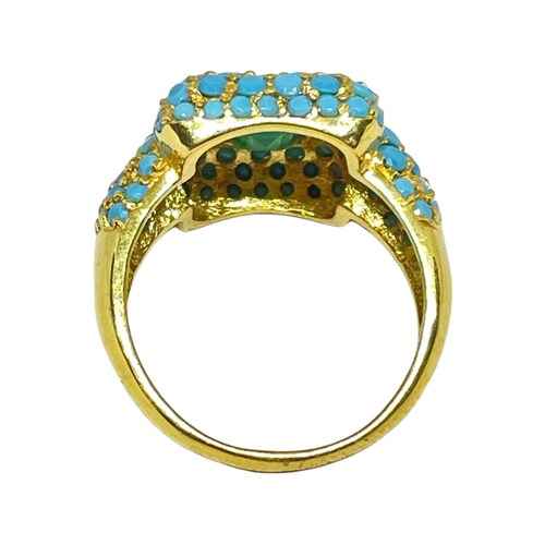 Emerald & Turquoise 14K Gold shops Vermeil Over Sterling Silver Ring