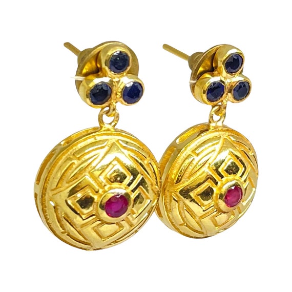 Sapphire & Ruby 14K Gold Vermeil Over Sterling Si… - image 6