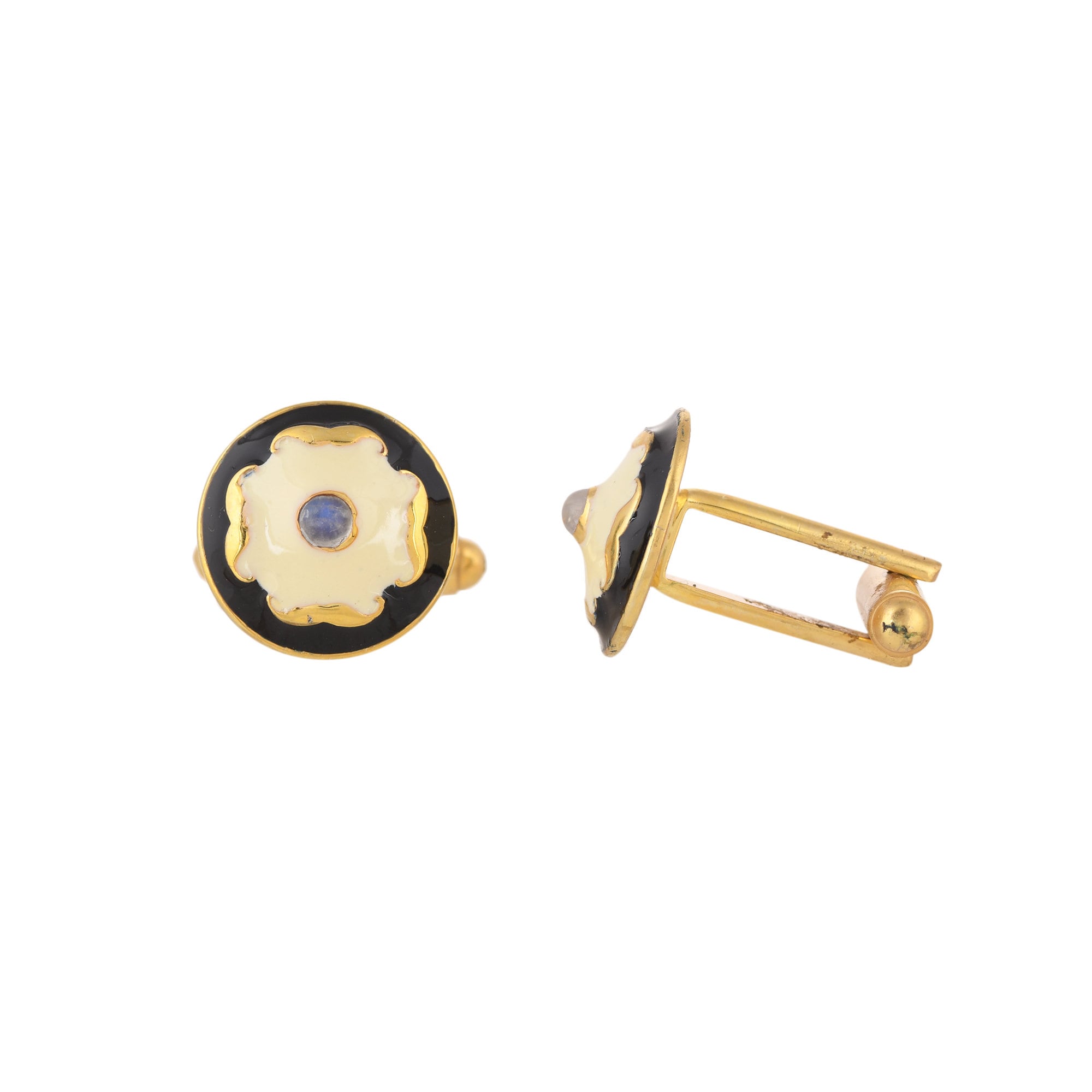 Moonstone Gold Plated Brass Enameled Cufflink - Etsy