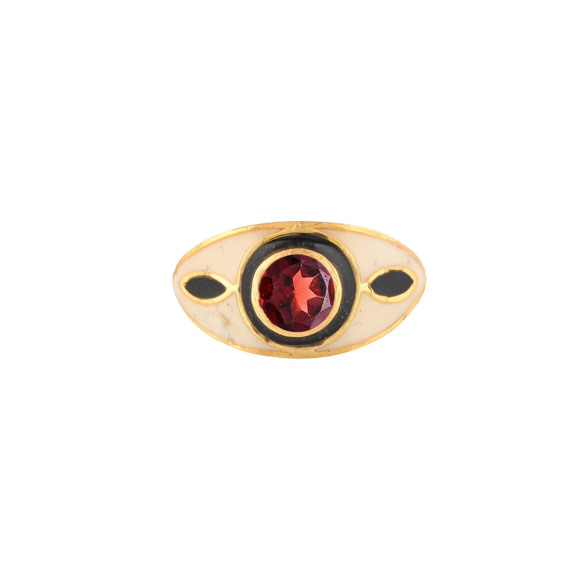 Garnet Gold Vermeil Over Sterling Silver Enameled Ring