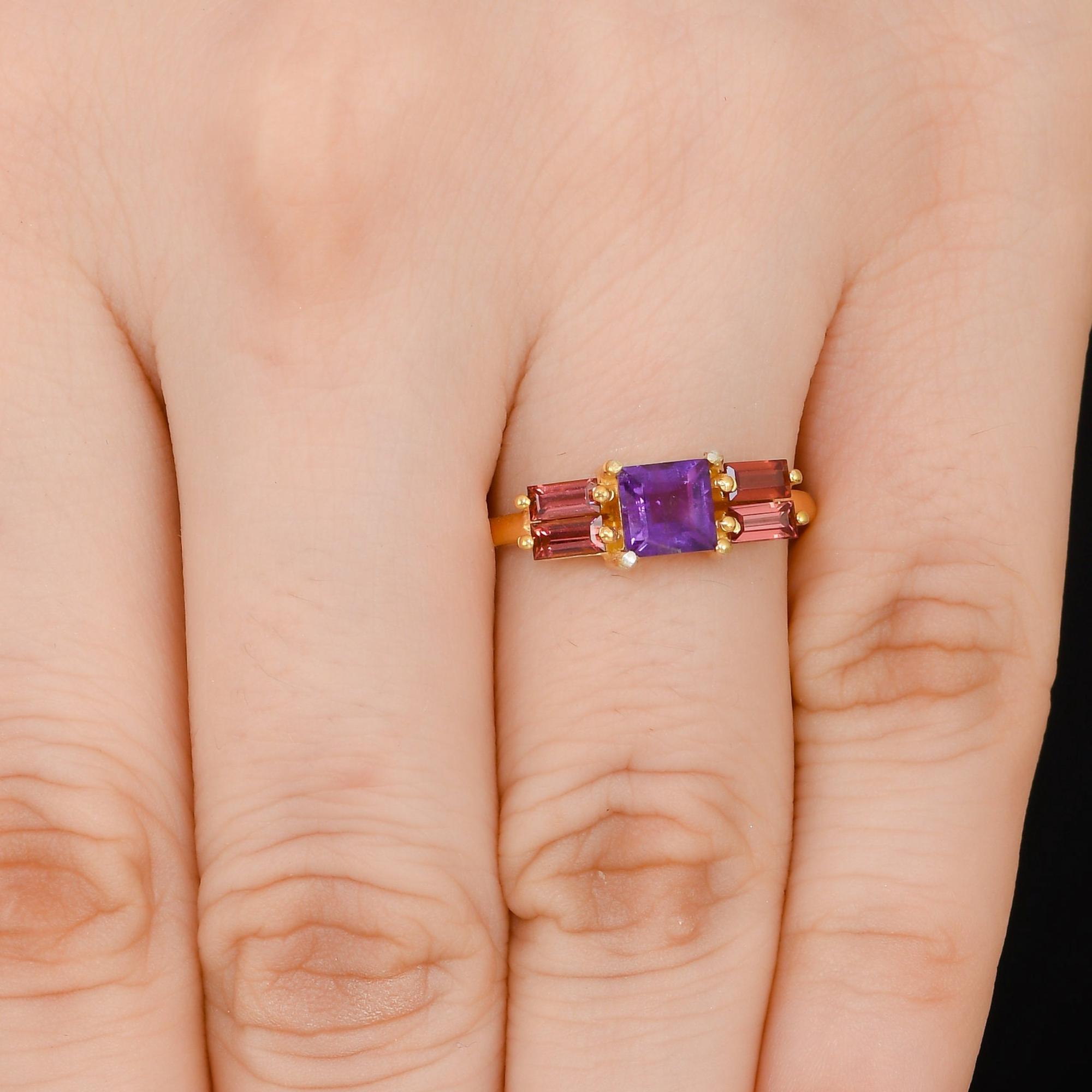 14ct アメジストリング・指輪シルバー925K18YG金ゴールドヴェルメイユ アメジスト リング シルバー925 18金メッキ 2月誕生石 華奢 指輪