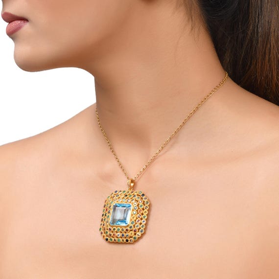 Swiss Topaz, Emerald, Ruby & Multi Colored Sapphi… - image 3