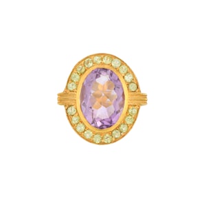 Amethyst & Peridot 14K Gold Vermeil Over Sterling Silver Ring