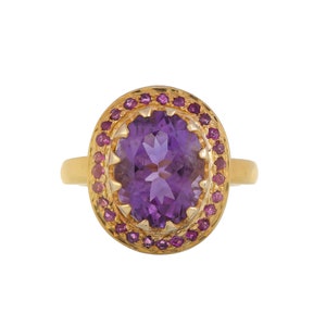 Amethyst & Ruby 14K Gold Vermeil Over Sterling Silver Ring