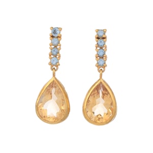 Citrine & Blue Topaz 14K Gold Vermeil Over Sterling Silver Earring