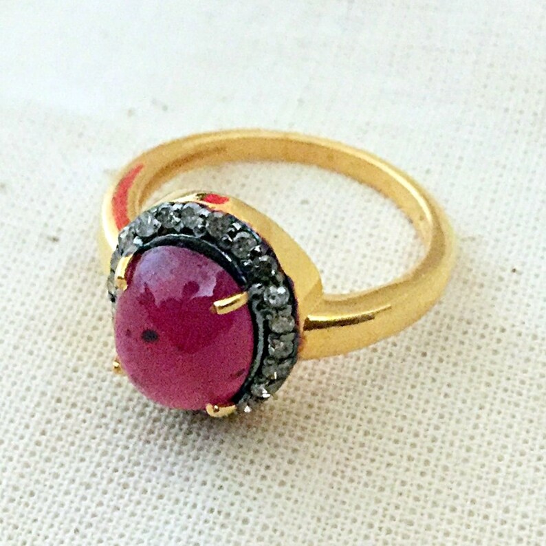 Diamond /& Ruby Sterling Silver Ring