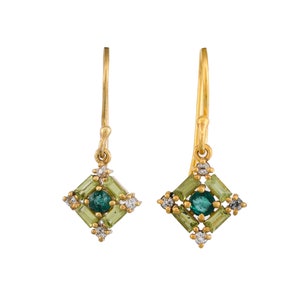 Emerald, Peridot & White Topaz Gold Vermeil Over Sterling Silver Earring