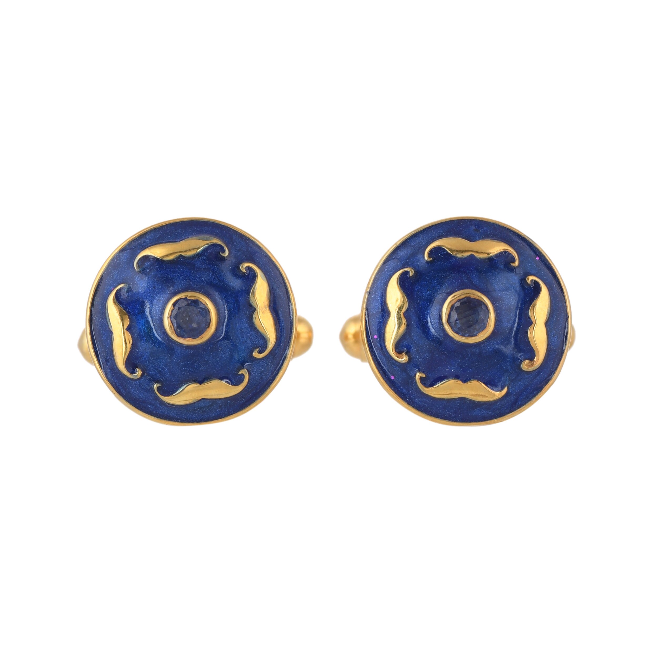 Boutons De Manchette En Or 333 (8 Carats) - Avec Onyx Noir Et Saphir Blanc - Neuf Dans Son écrin