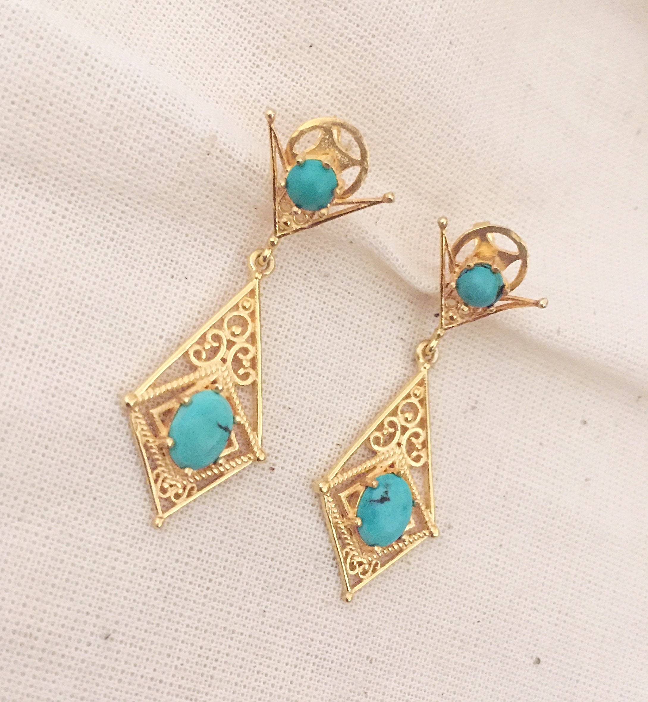 Turquoise Vermeil 14K Gold Over Sterling Silver Earring - Etsy