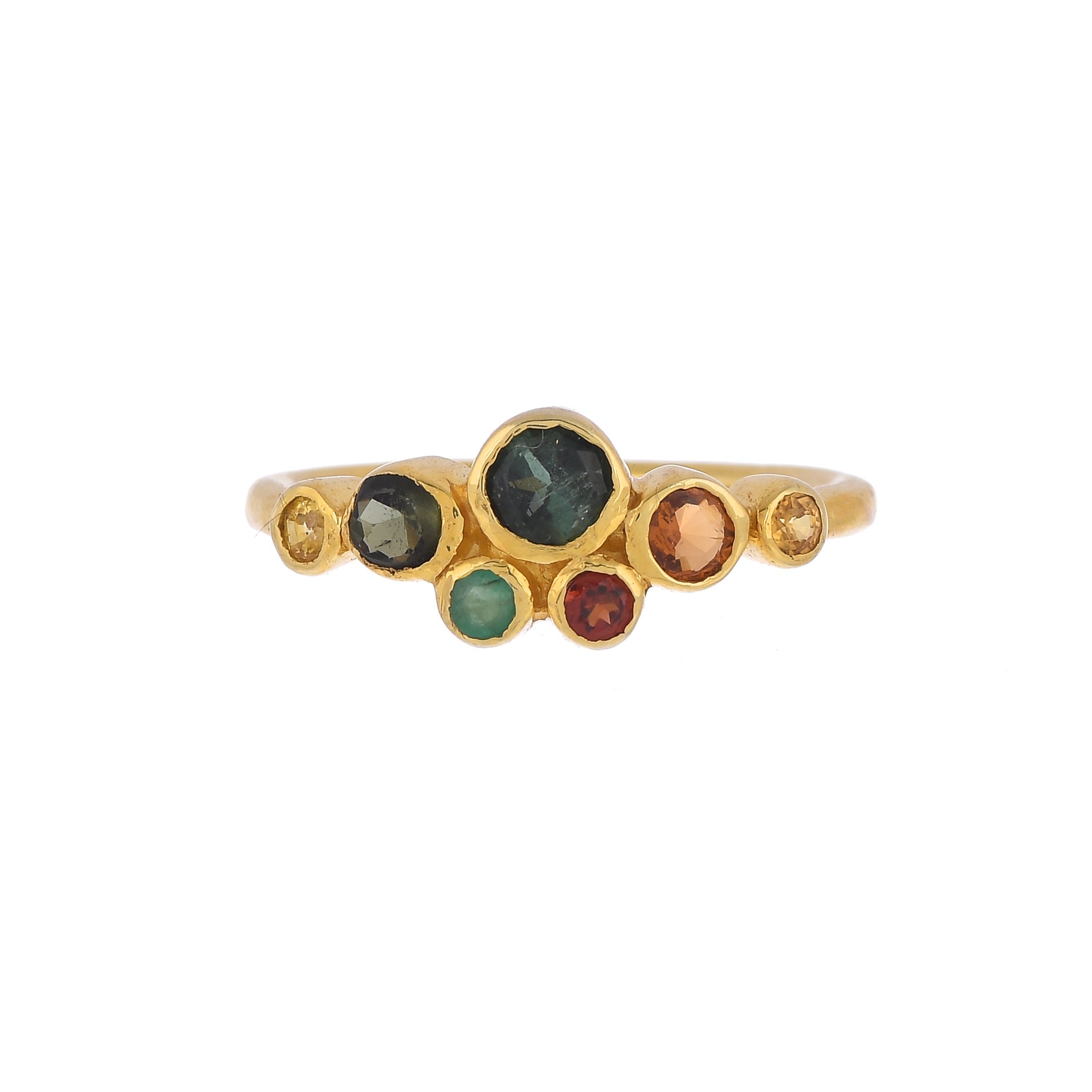 Emerald, Ruby, Blue Sapphire, Citrine & Tourmaline Gold Vermeil Over Sterling Silver Ring