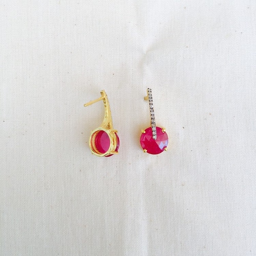 Diamond & Ruby 14K Gold Vermeil Over Sterling Silver Earring shops