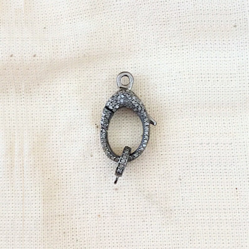 Diamond Oxidised Sterling Silver Lobster Clasp
