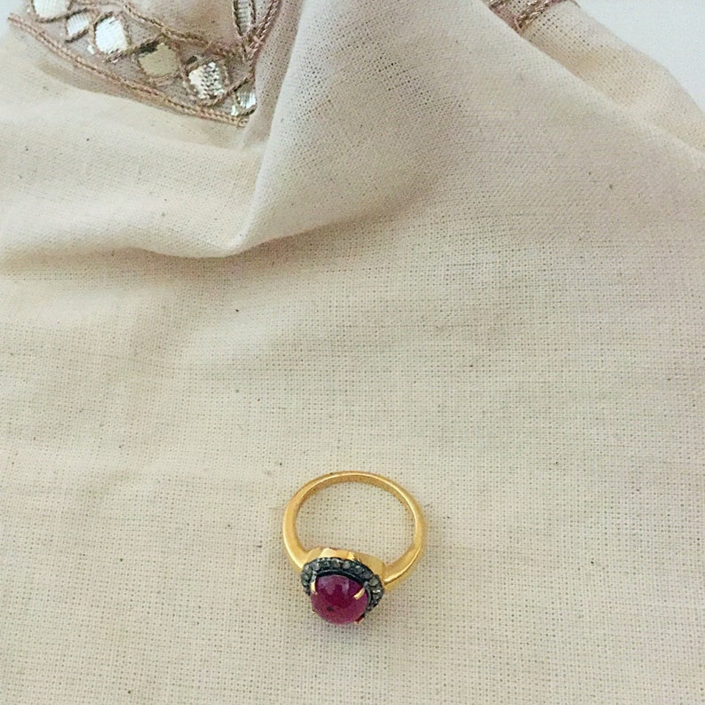 Diamond /& Ruby Sterling Silver Ring