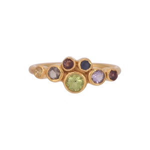 Peridot, Amethyst, Garnet, Citrine & Sapphire 14K Gold Vermeil Over Sterling Silver Multi Stone Ring