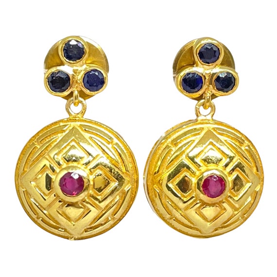 Sapphire & Ruby 14K Gold Vermeil Over Sterling Si… - image 1