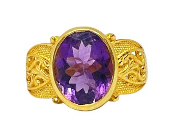 Amethyst 14K Gold Vermeil Over Sterling Silver Ring