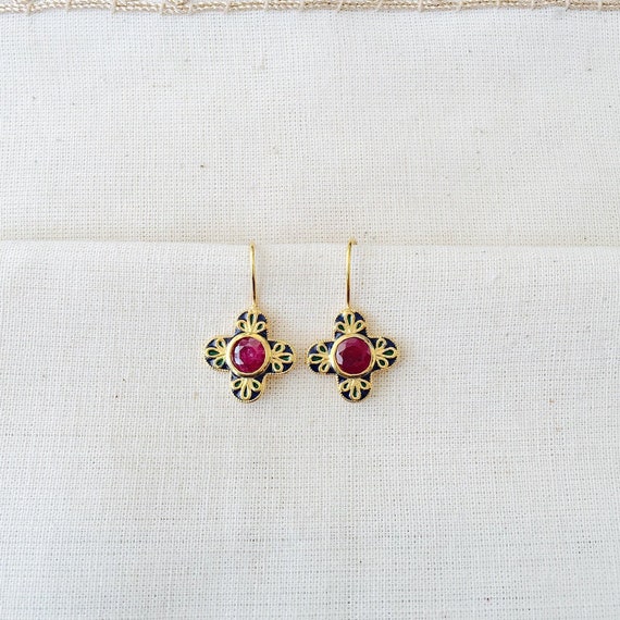 Ruby Vermeil 14K Gold Over Sterling Silver Earring